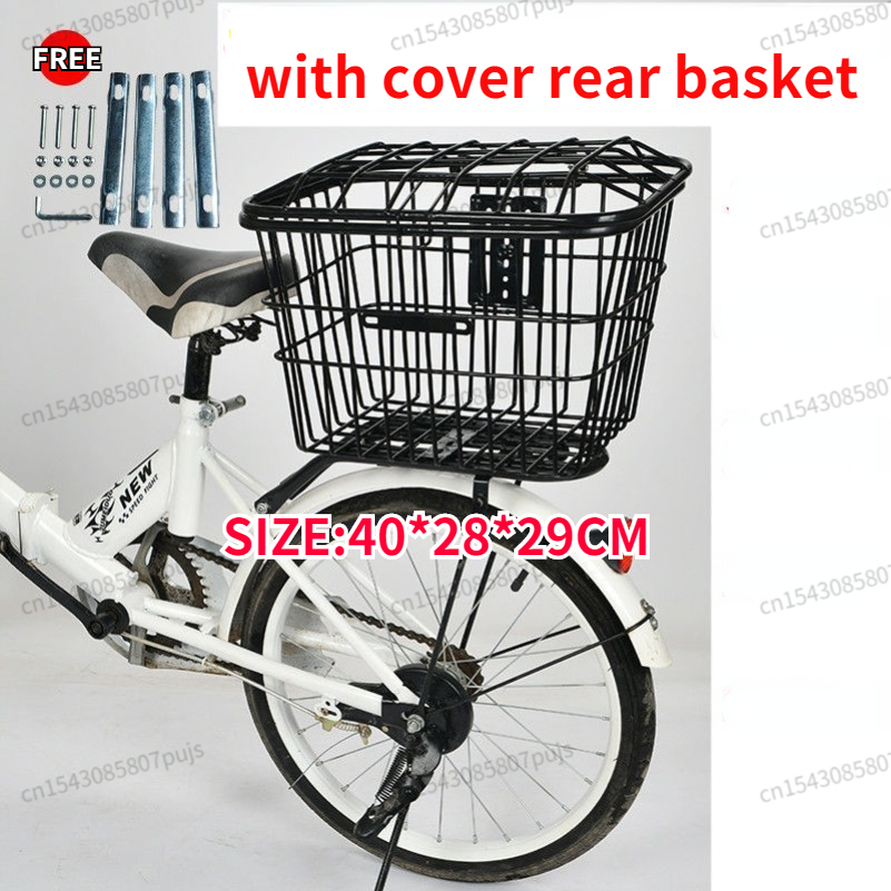 Cesta trasera de Metal de gran capacidad para bicicleta, resistente al agua y a la lluvia, accesorios para bicicleta: Morado