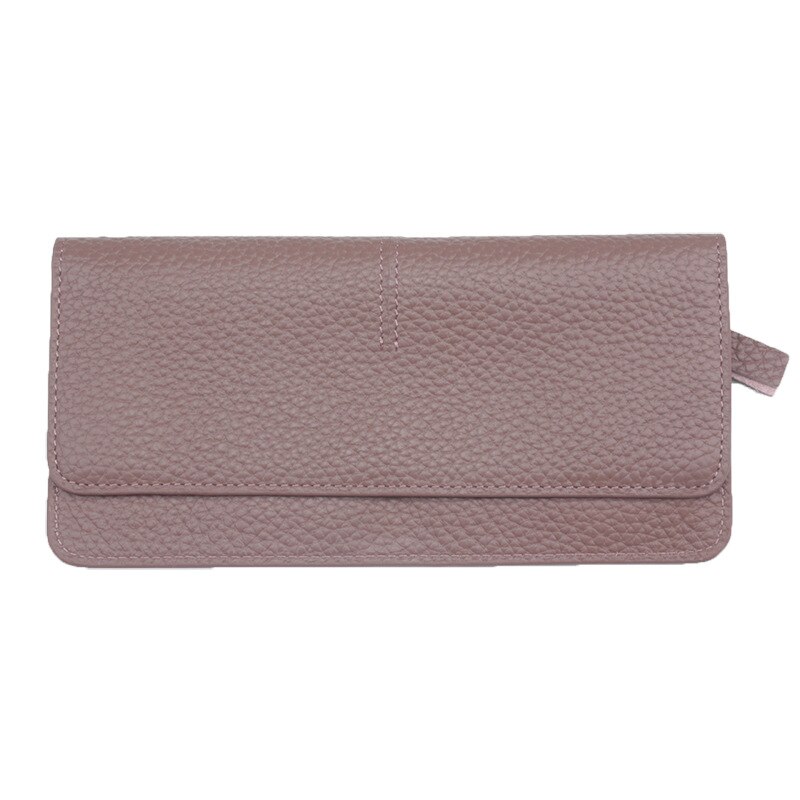 Ladies simple flat card holder wallet Genuine Cow Leather long wallet for women Simple classic couple Leather Wallet