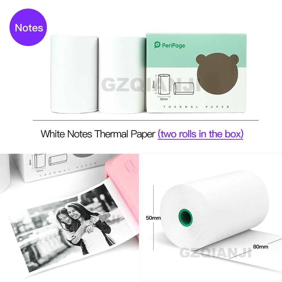 80mm 10 ans autocollant étiquette reçu papier thermique blanc ou coloré pour GZM8009 Peripage Mini poche Photo Notes imprimante
