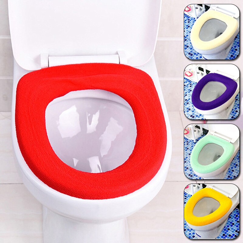 Universal O-Shaped Toilet Cover Candy Colors Portable Toilet Seat Cover Soft Seat Warmer WC Mats Anti-Dirty Protective Case
