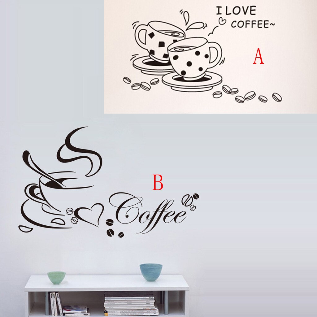 Dubbele Koffie Cups Muurstickers Op De Keuken Vinyl Muurdecoraties Adhesive Muur Papper Kamer Decoratie Woondecoratie