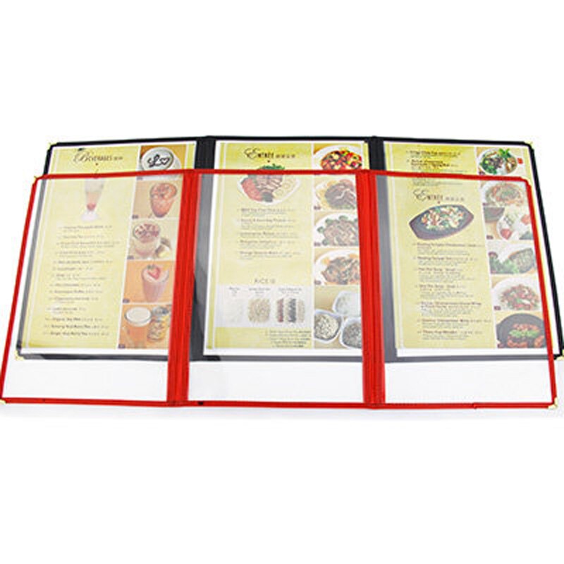 1PC Menu Cover Triple Fold Book Style Holder with 3 Page 6 View Protective Corner For Restaurant Hotel Deli Cafes Bars Pubs