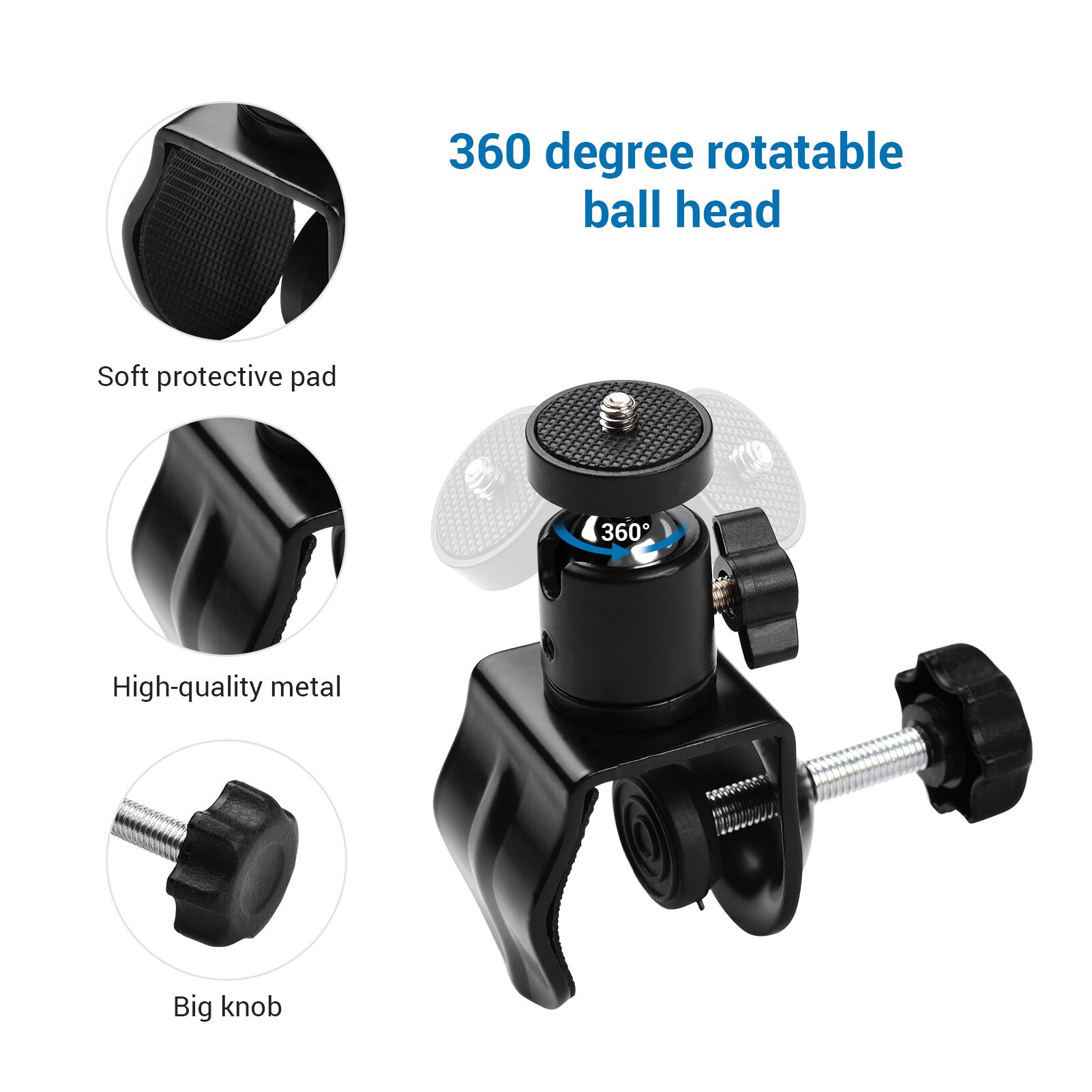 Andoer Super Clamp Mount U-förmigen Befestigung Clamp mit Drehbare Ball Kopf für LED Licht Kamera Mikrofon Foto Studio video