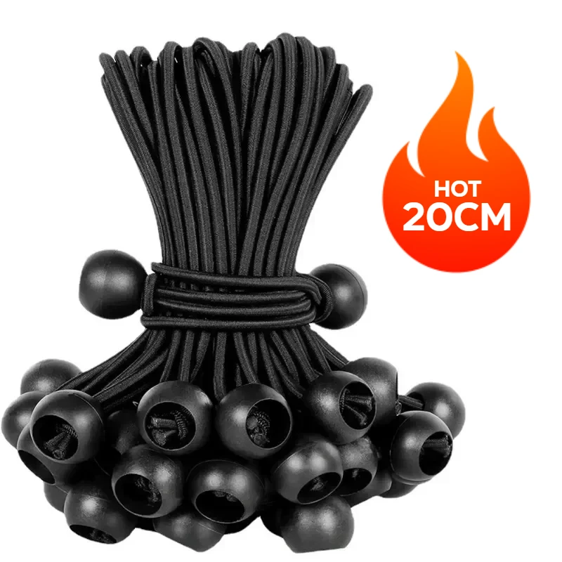 10pcs Binding Elastic Rope With Elastic Balls Tent Stakes Canvas Tent Cloths Ship Pole Fixation Flagpole Tie Camping Accessories: WHITE