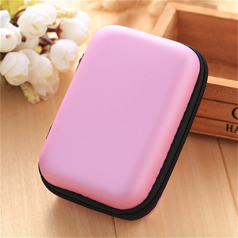 6 Colors 1PC Cosmetic Bags Compartments Case Cover Headphone Earphone Jewelry Bag Hard Nylon Carry Bag: Pink