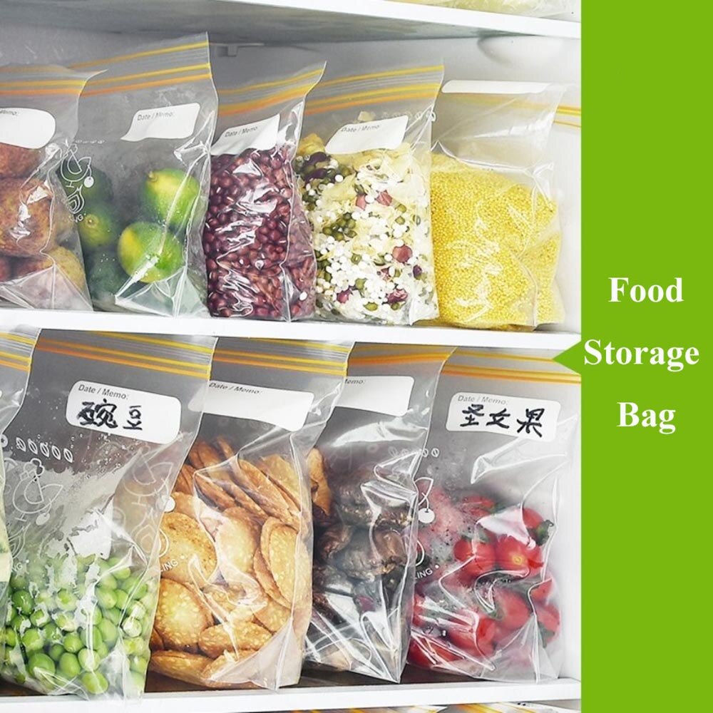 3 Sizes Reusable Plastic Food Storage Containers vegetable fruit Packages For Freezing Fresh Sealed Bags Kitchen Organizer Bags