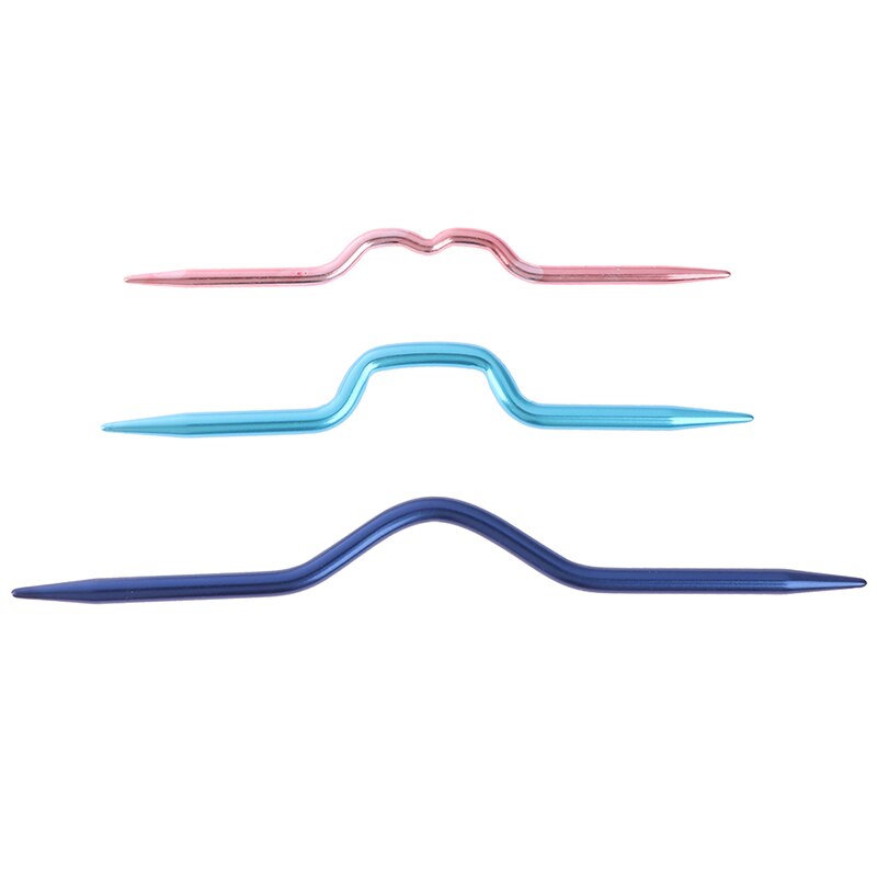 3Pcs Knitting Needles Pins Crochet Hooks Sewing Stitch Knit Tools Aluminum DIY Crooked Twist Curved Needle Craft DIY Tool