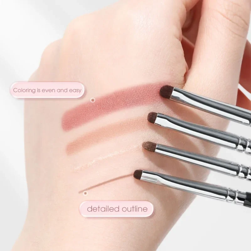 1/4 Uds. Brochas de maquillaje de ojos planos, delineador de ojos en ángulo , brocha para contorno, corrector, sombra de ojos, herramientas cosméticas de maquillaje
