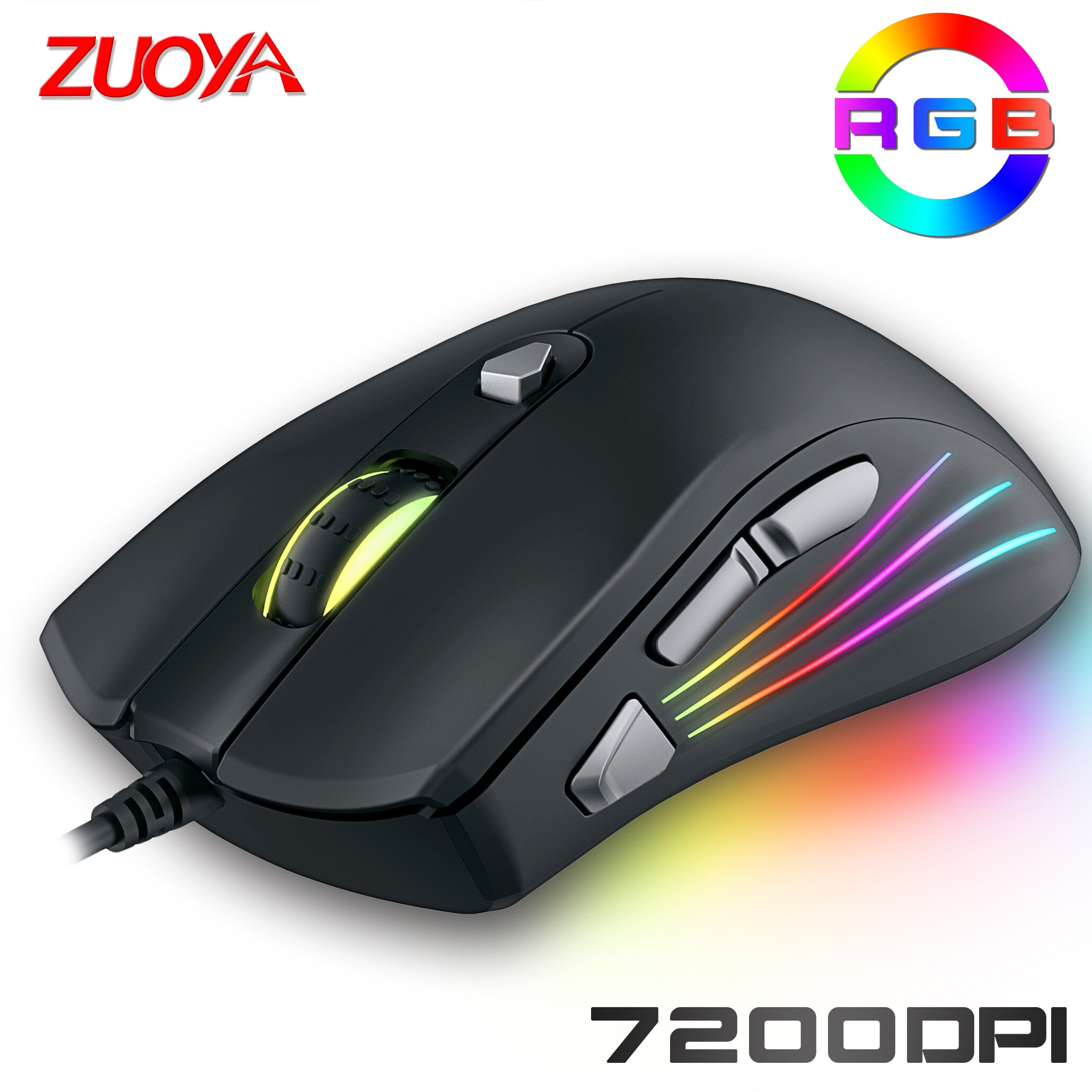 Ratón óptico con cable RGB para juegos, accesorio Original para jugadores, DPI ajustable con retroiluminación para ordenador portátil, PC, juego