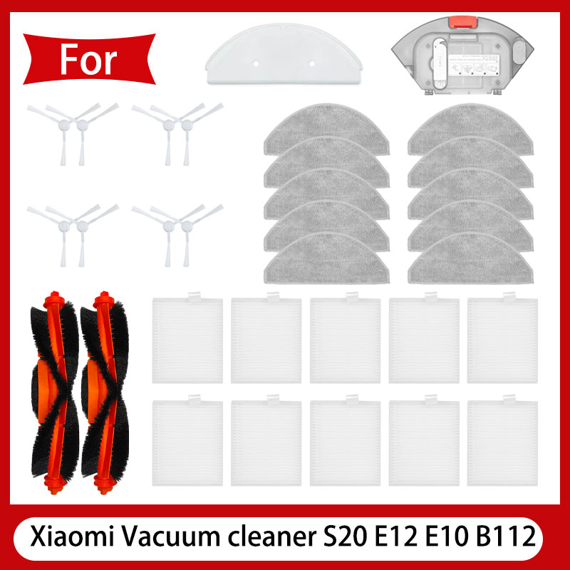 For Xiaomi Vacuum cleaner S20 E12 E10 B112 sweeping robot vacuum cleaner main brush side brush mop cloth HEPA filter spare parts