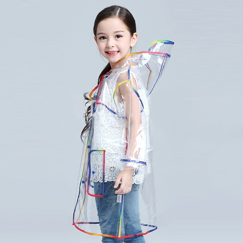 Raincoat Children's Hooded Transparent Rainbow Thick impermeable raincoat дождевик G1