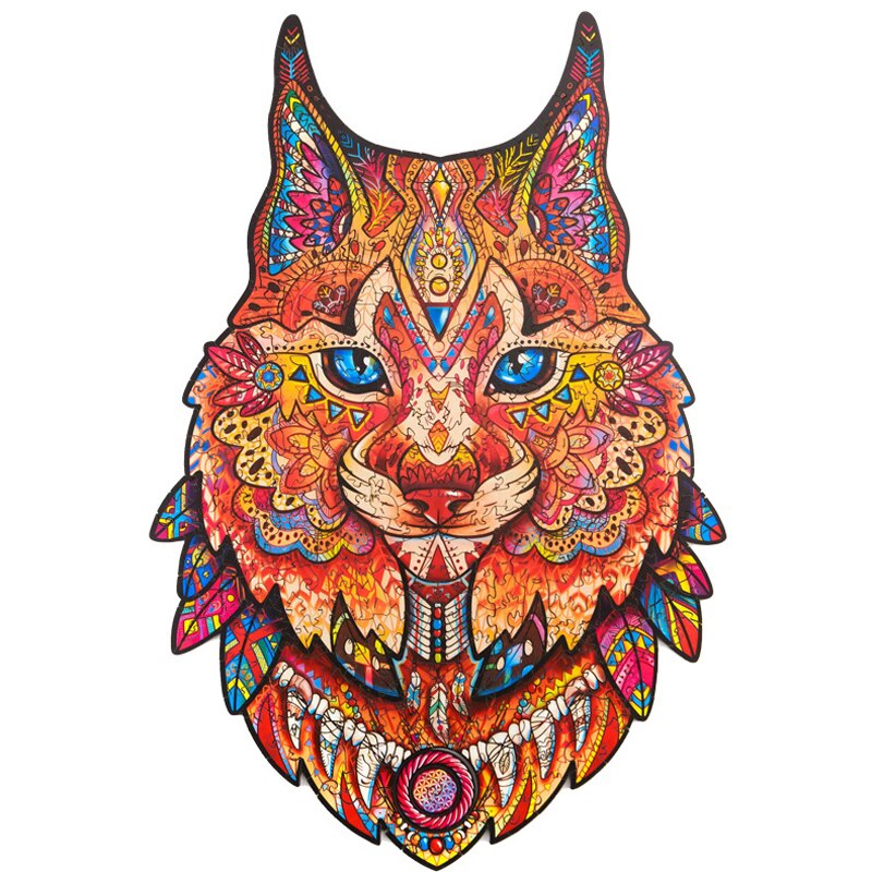 Kids Animal Wooden Puzzle for Adults Children Wood DIY Crafts Wolf Shaped Wood Decoration Puzzle Toys Educational Game Toys: Bobcats