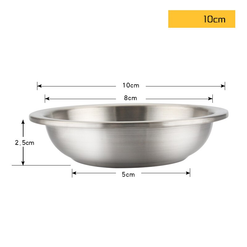 Food grade thick 304 Stainless Steel Seasoning Dish Plate Round Sauce Ketch Rice Container Kitchen Picnic plates dinner plates: 10cm