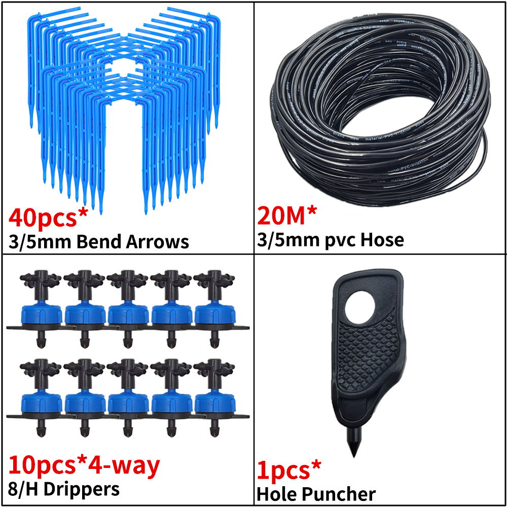 OASIS Greenhouse Drip Irrigation 4-way 3/5mm Drip Arrow 2-way Transmitter Irrigation Watering System for Bonsai Garden 10/20set: Orange