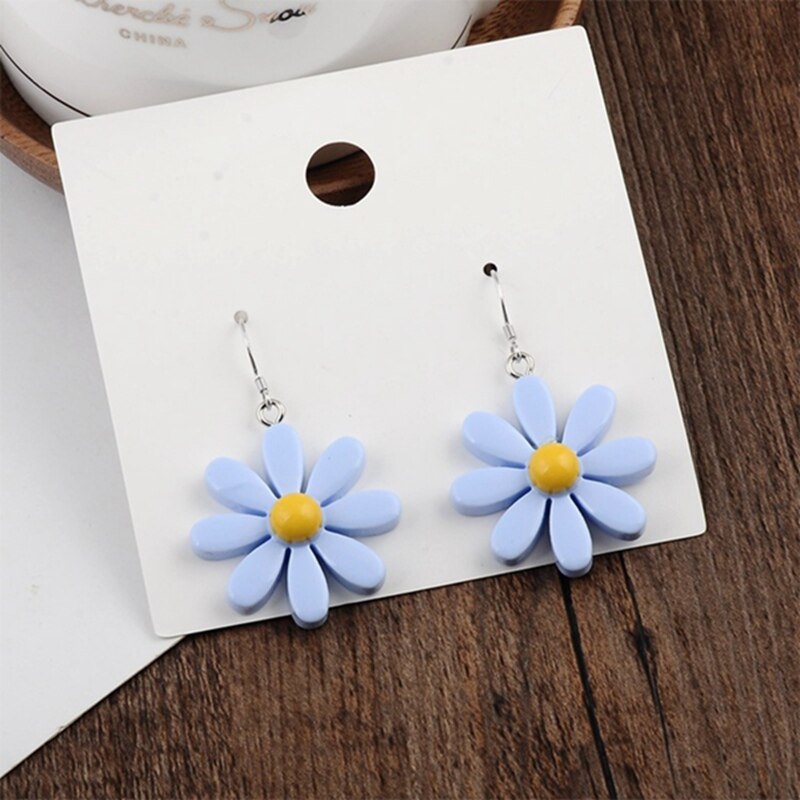 Koreaanse Stijl Daisy Bloem Oorbellen Leuke Acryl Zonnebloem Oorbellen Dangle Voor Vrouwen Meisjes Mooie Zomer Sieraden Brincos: Blue