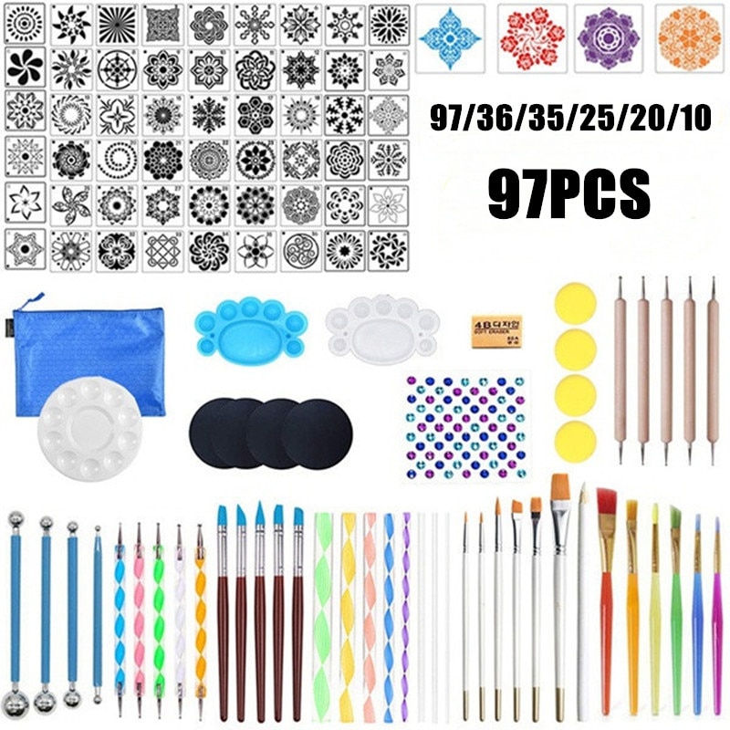 Mandala Dotting Tools for Painting Rocks Mandala Painting Dotting Stencil Dot Multifunction Embossing Dot Kit Mandala Tool Kit