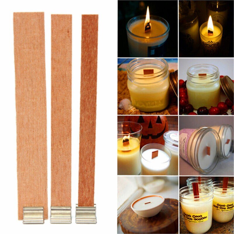 Kreative 10 stücke Holz Docht Kerze, Der Werkzeuge Und Praktische Diy Kerze Holz Docht Mit Eisen Clip Kerzen Lieferungen Machen