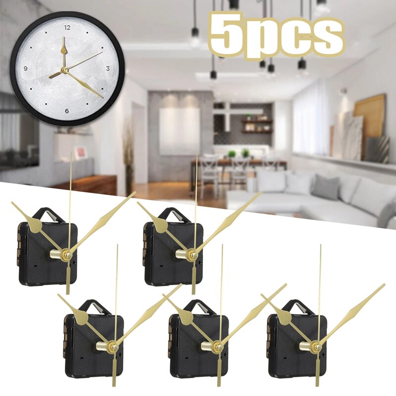 Mecanismo de reloj de pared de 5 piezas, mecanismo de reloj de cuarzo, herramientas de reparación, Kit de piezas