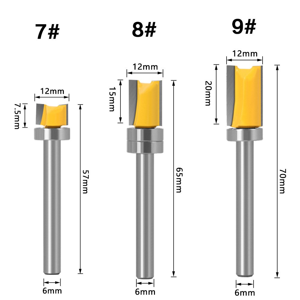 1pc 6mm skaft freser treskjæringsmal trim hengsel fres rett endefres trimmer rengjøring spyleverktøy