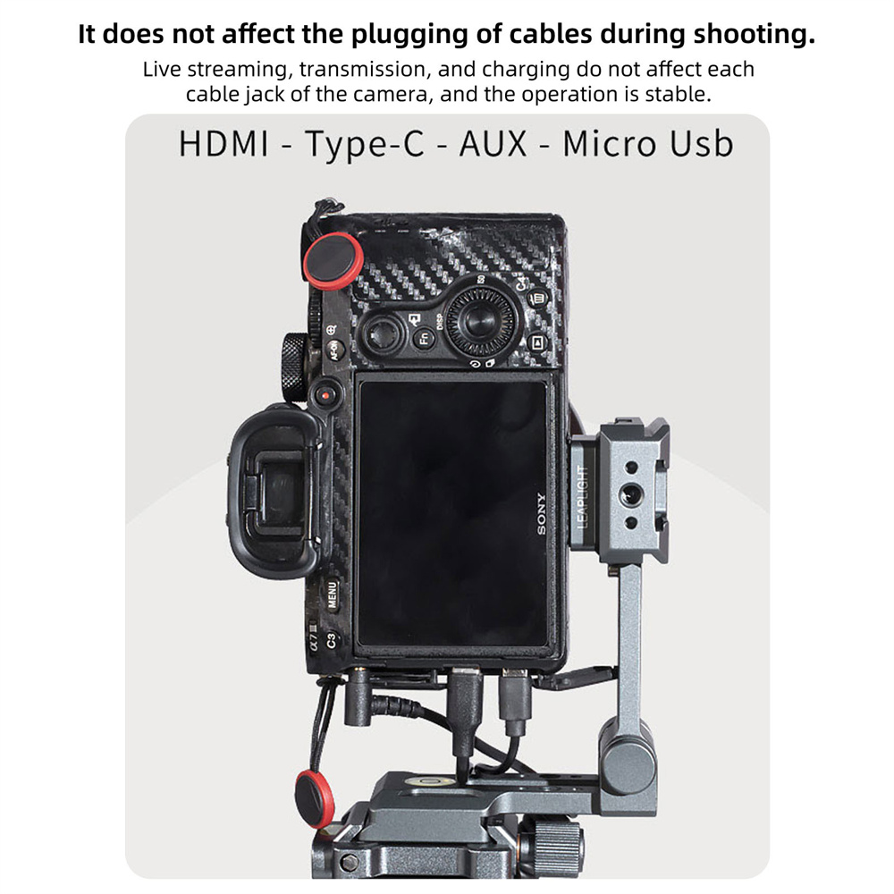 Support en L pour appareil photo Arca, plaque à dégagement rapide, support de prise de vue Vertical avec chaussure froide de 1/4 pouces pour trépied d'appareil photo SLR DSLR, support vidéo en direct