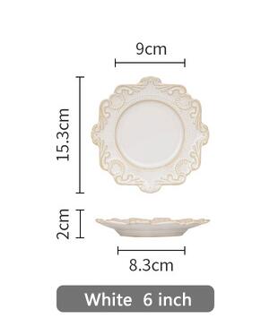 plates tableware dinner plates ceramic embossed pattern porcelain dessert plate cake plate