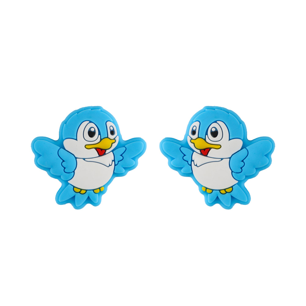 Kovict 10pcs Baby Silicone Beads Mini Bird Food Grade Animal Teether Baby Molar Toys DIY Pacifier Chain Jewelry Accessories: 10pcs Sky blue