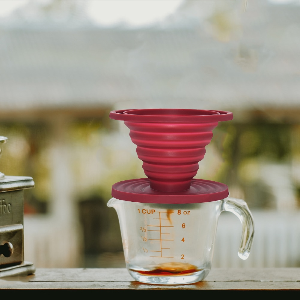 Collapsible Reusable Silicone Coffee Dripper Filter Cone Drip Cup Foldable Easy Manual Pour Over Coffee Brew Maker Coffeeware