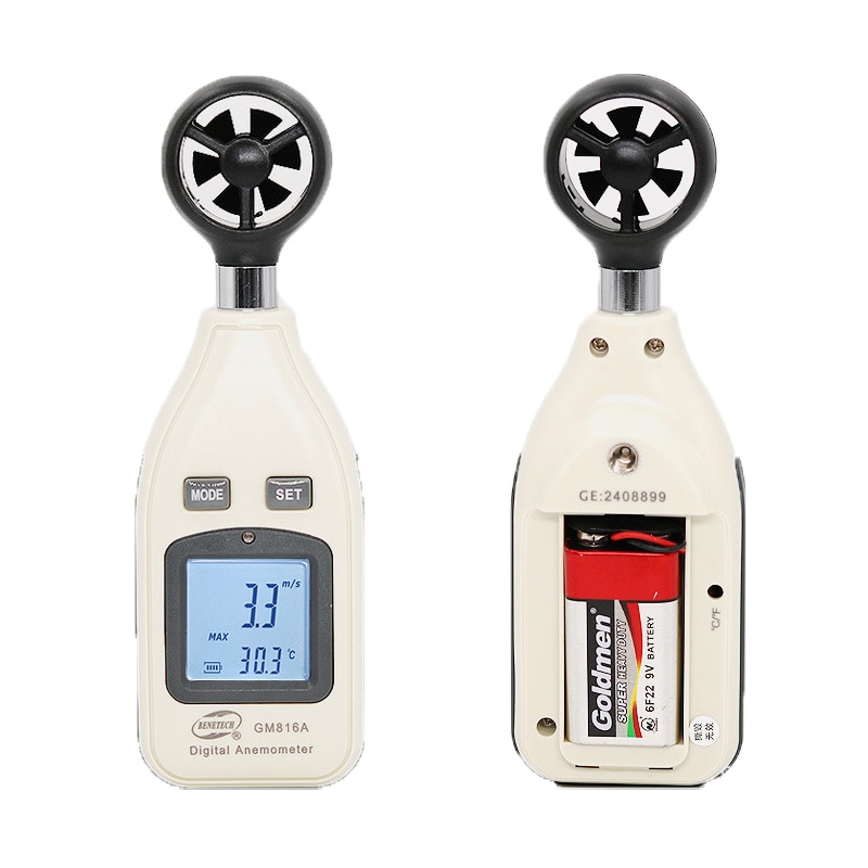 GM816A Digitale Luchtsnelheid Luchttemperatuur Anemometer Windsnelheid Thermometer Met LCD Digitale Display