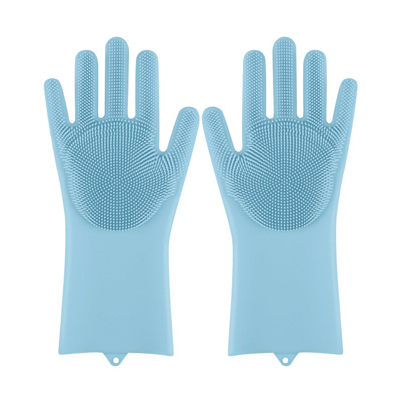 Guanti per la pulizia della toelettatura degli animali domestici cane gatto bagno Shampoo guanto Scrubber magia lavapiatti spugna guanto per depilazione in silicone: Blue
