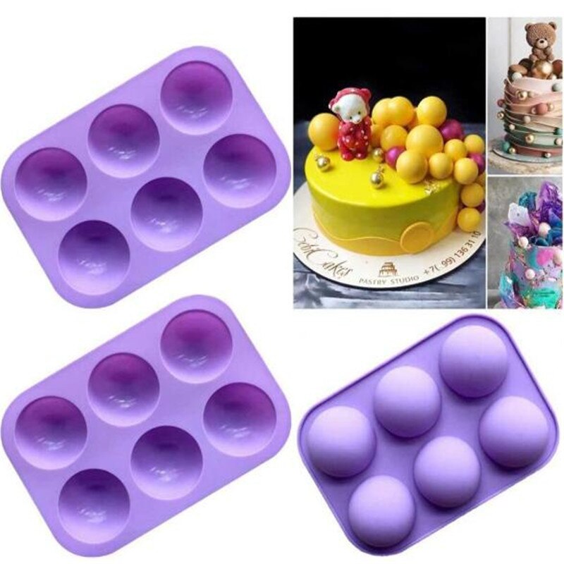 6 Gaten Силиконовые Формы Siliconen Bakvorm Voor Bakken 3D Bakvormen Chocolade Half Ball Mold Cupcake Taart Keukengereedschap