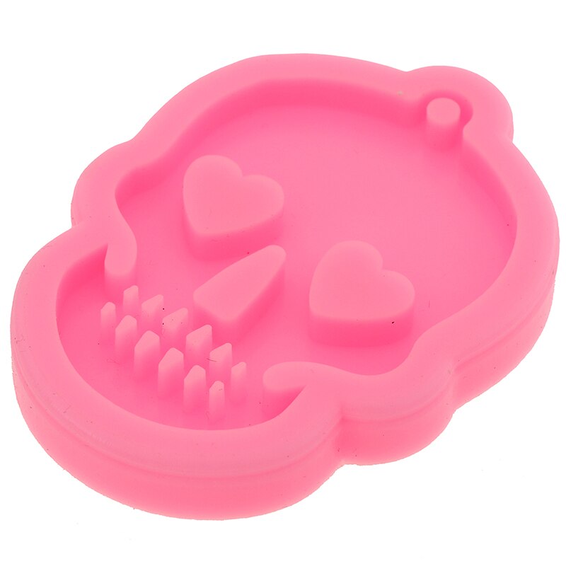 1pc Shiny Ghost Head Skull Silicone Keychains Mold Key Chain Pendant Clay DIY Jewelry Making Resin Mold