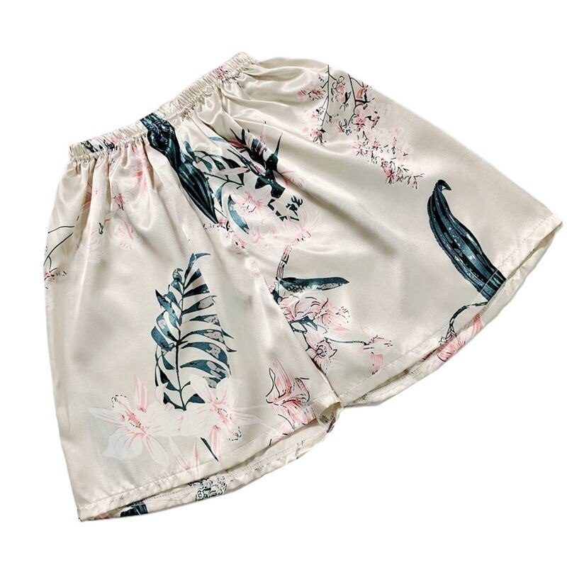 Korean Simple Flower Printing Casual Shorts Summer Loose Vintage Women Elastic Waist Chic Harajuku Punk Shorts