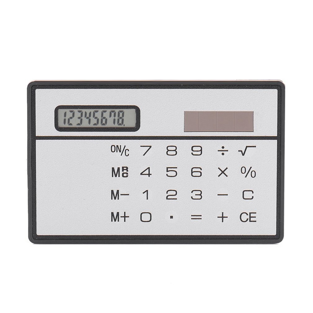 1PCs Mini Calculator Ultra Thin Credit Card Sized 8-Digit Portable Solar Powered Pocket Calculators Office School Supplies: sliver