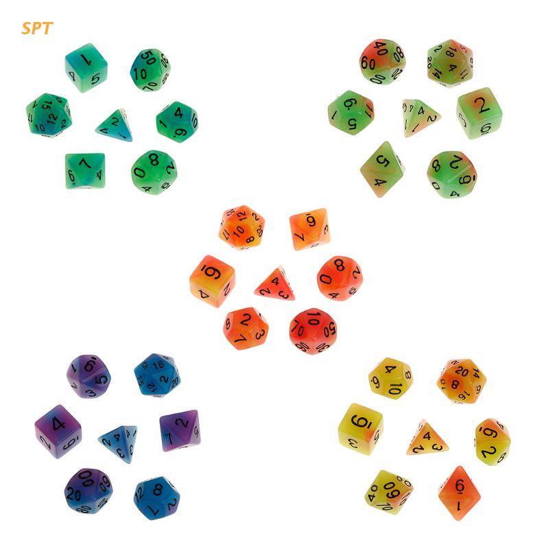 7 Stks/set Lichtgevende Polyhedral Zijdige Dobbelstenen D4 D6 D8 D10 D12 D20 Set Voor Dungeons &amp; Dragon D &amp; D rpg Poly Game Xx