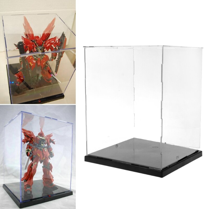Clear Acrylic Display Box Dustproof Protection Model Show Case With LED Lights 10166