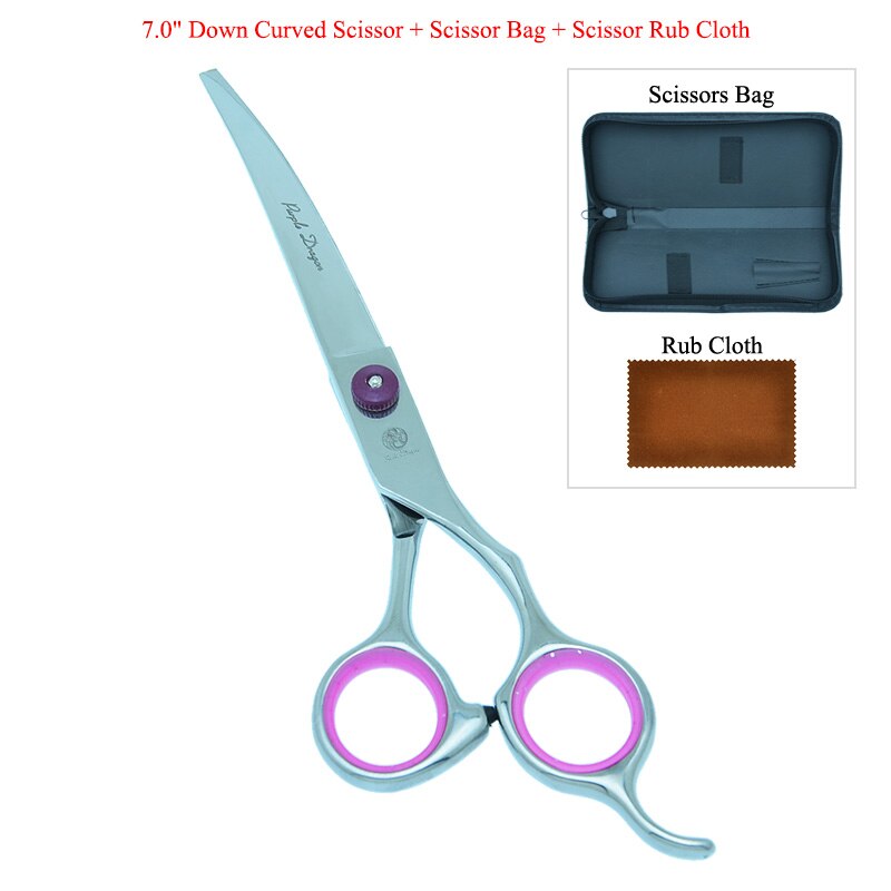 Purple Dragon 7.0" Dogs Grooming Scissors Steel 440C Pets Cutting Scissor&Curved Shears&Thinning Tijeras Animals Tesouras B0007B: B0007B-08-70