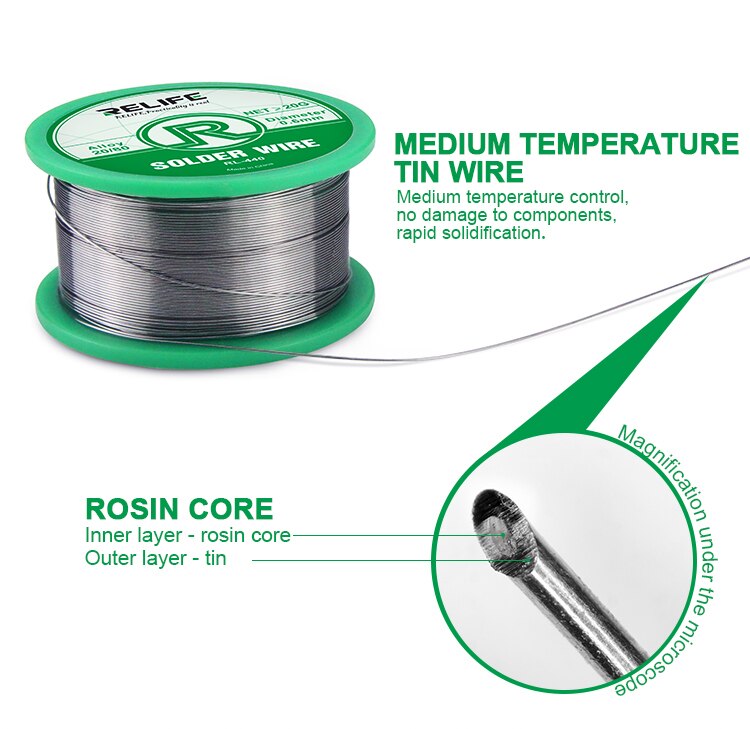 Solder Wire RELIFE RL-440 0.3 / 0.4 / 0.5 / 0.6mm 40G Medium Temperature Activity, Low Melting Point, Easy Soldering Tin