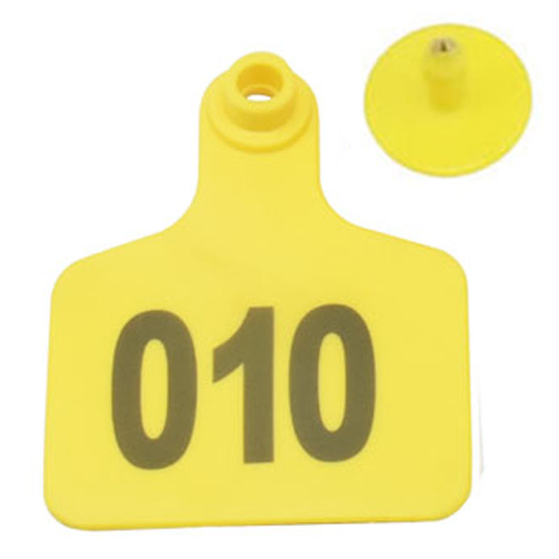 100 Sets Livestock Cow Cattle TPU Ear Tag Signs With Word Ear Tags Typing Copper Head Earrings Farm Animal Identification Card: Yellow