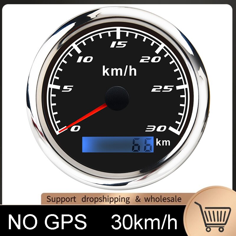 Boot Snelheidsmeter Gauge 30 Km/h 60 Km/h 120 Km/h 200 Km/h Kilometerteller Gauge Zonder Gps Antenne Met Rode Backlight: NO GPS 30kmh BS