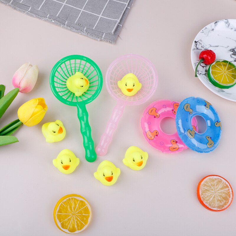 5 Stks/set Mini Baby Kinderen Bad Speelgoed Cute Rubber Duck Visnet Douche Games
