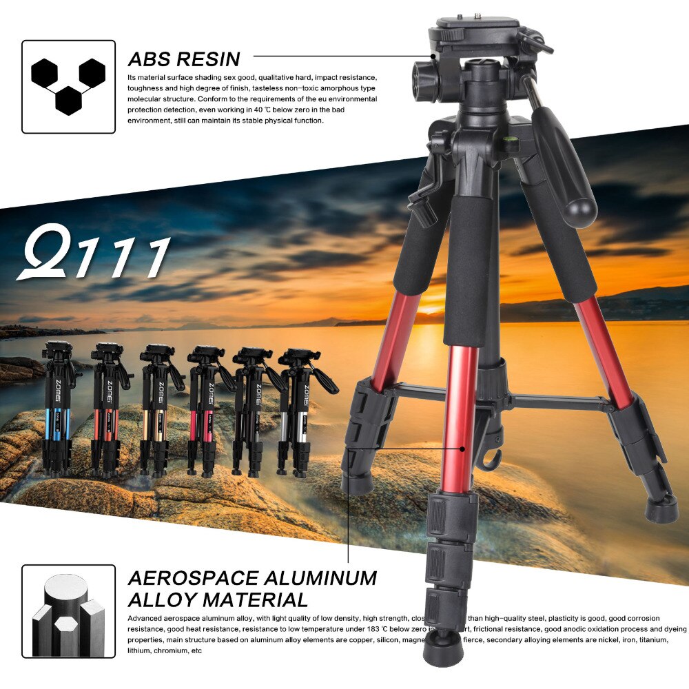ZOMEI Q111 Aluminium Professionelle tragbar Reisen Aluminium Kamera Stativ &Ampere; Pfanne Kopf für SLR DSLR Digitalkamera