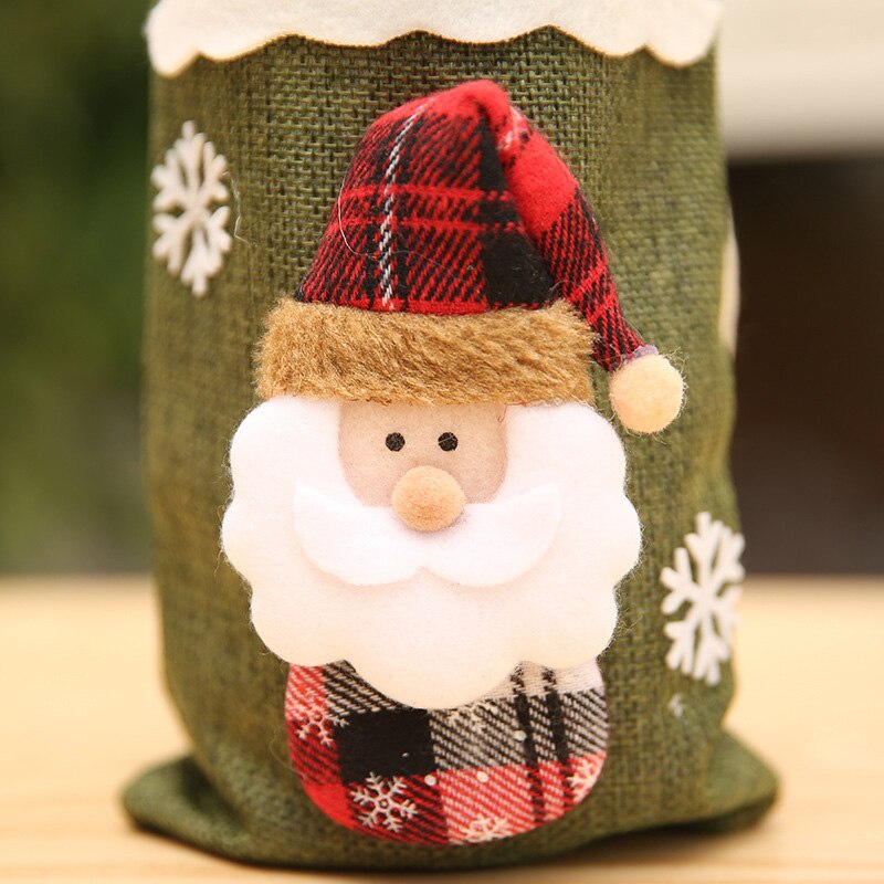 Christmas Red Wine Bottle Cover Xmas Dinner Party Santa Claus Snowman Bag