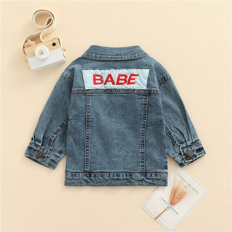 Blotona Toddler Kid Girl Boy Coat, manica lunga Denim risvolto bottoni Cardigan primavera autunno allentato Outwear Tops, 6Months-4Years