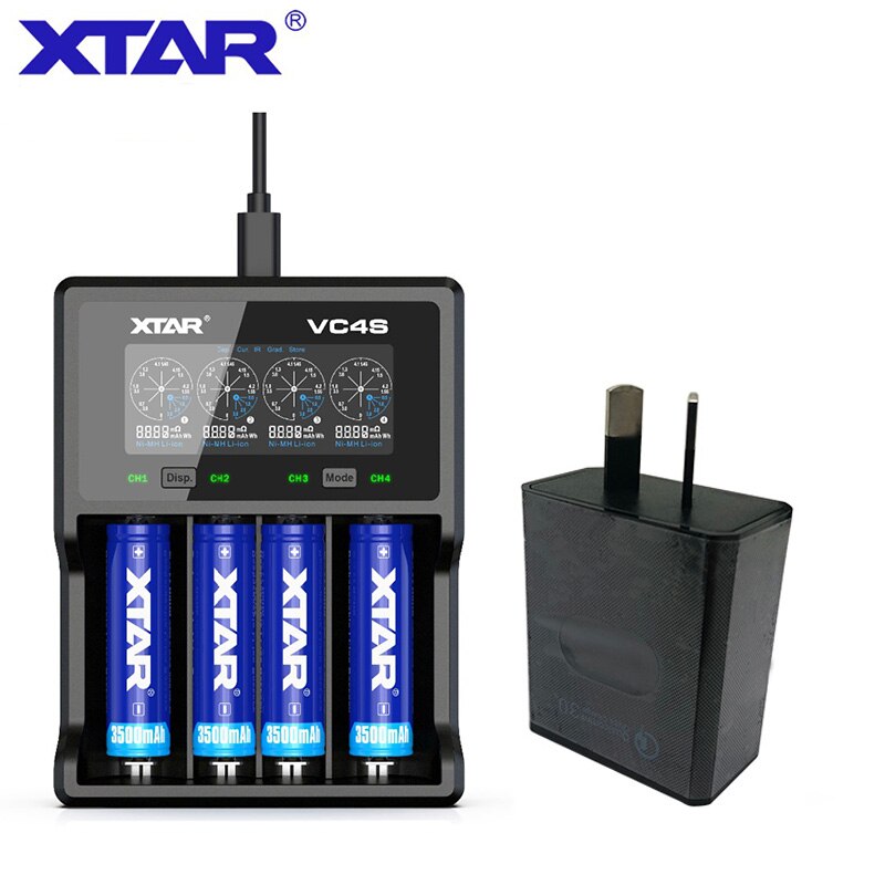 XTAR VC4 S VC4S QC3.0 charge rapide, Max3A pour fente unique appliquer à 3.6/3.7v li-ion IMR/INR/ICR/batterie 18650 14500 20700 21700: VC4S with AU Plug