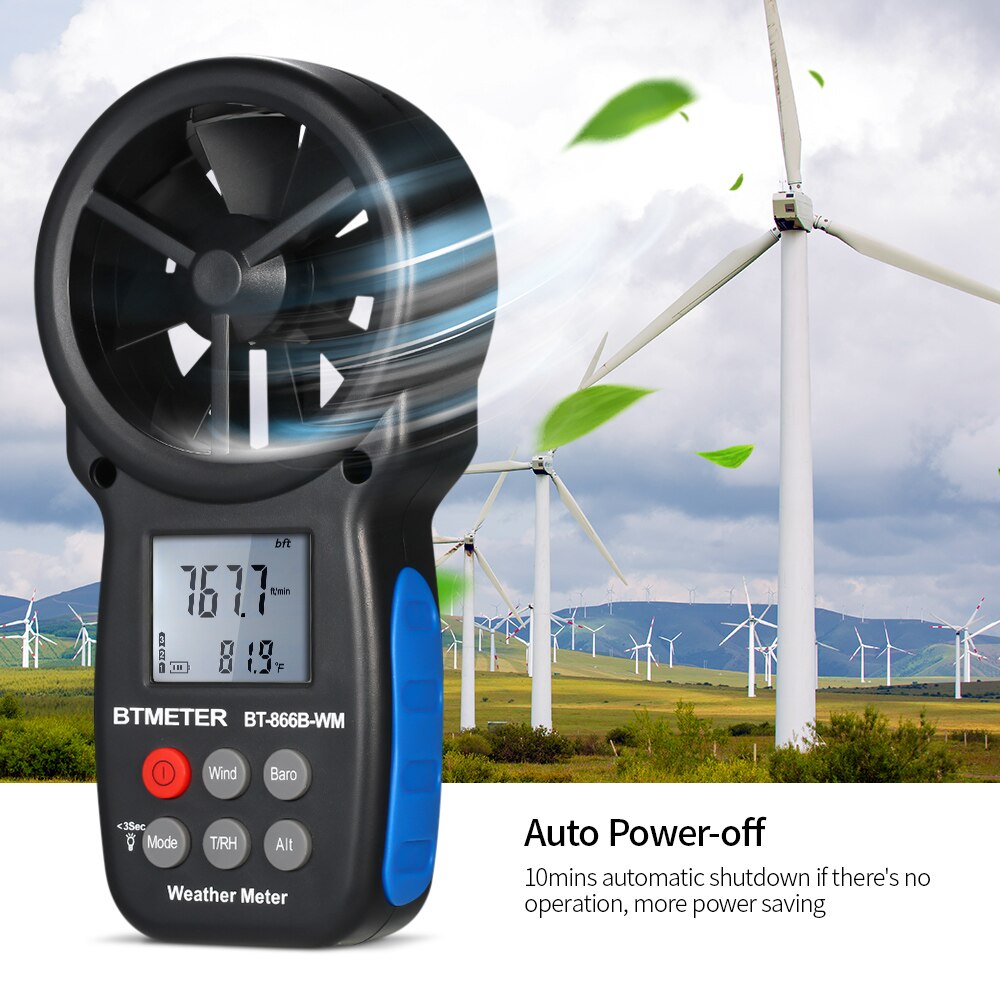 KKMOON Digital Anemometer Thermometer Wind Air Speed Gauge Meter Windmeter Temperature Tester Poratable Measuring