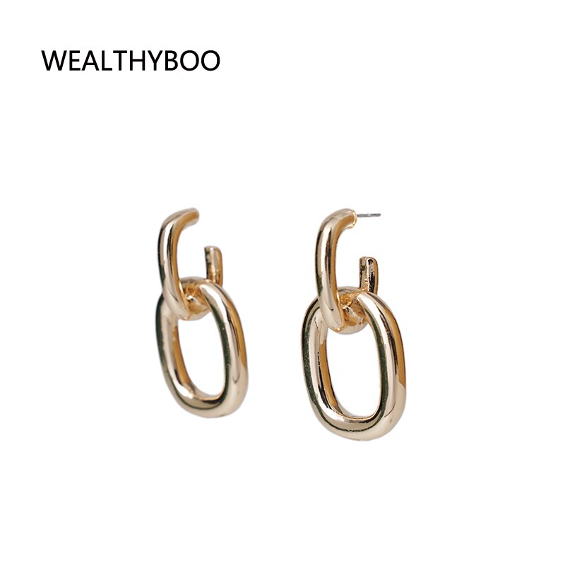 Wealthyboo minimalista metal geo statement brincos festa feminino meninas liga retângulo círculo pingente brincos presente pendientes