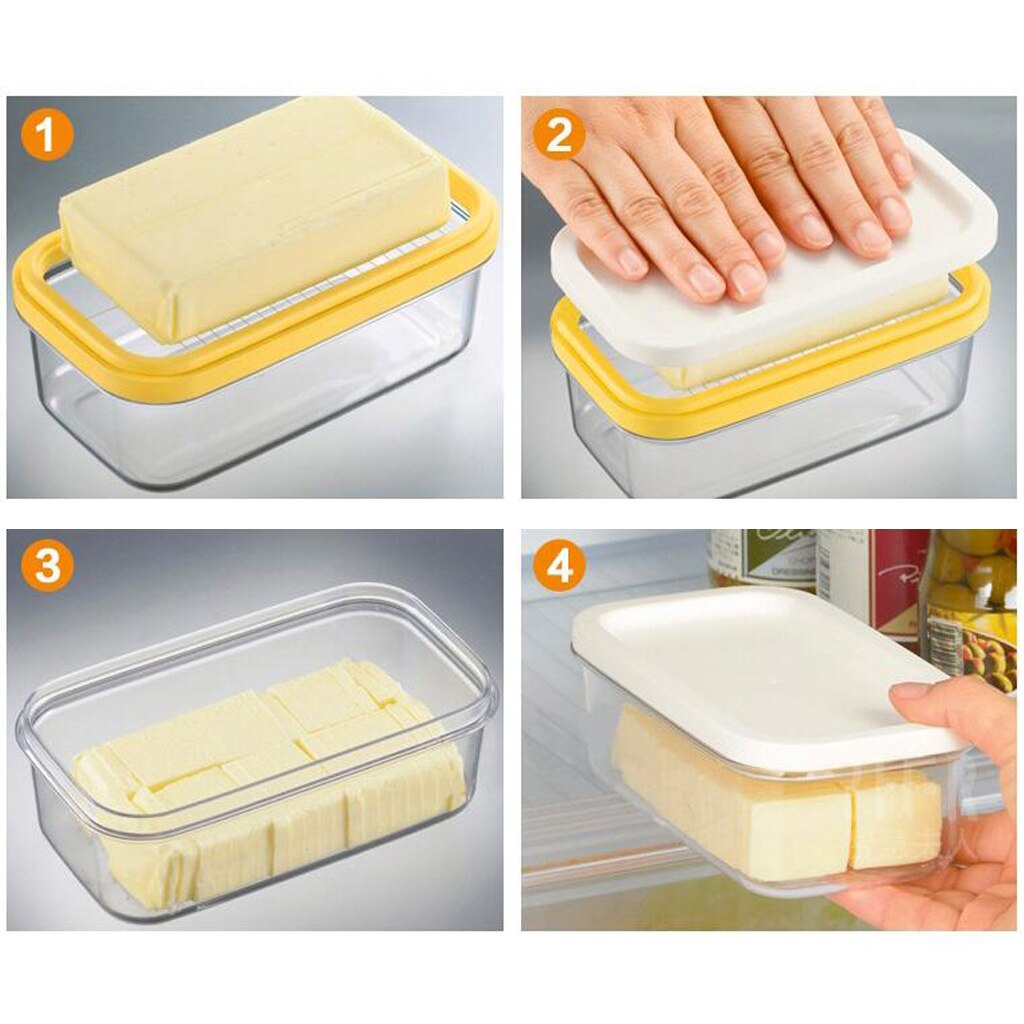 Plastic Butter Dish With Lid Butter Keeper Container Storage Cutter Slicer Great for Kitchen Storage &amp; Decor