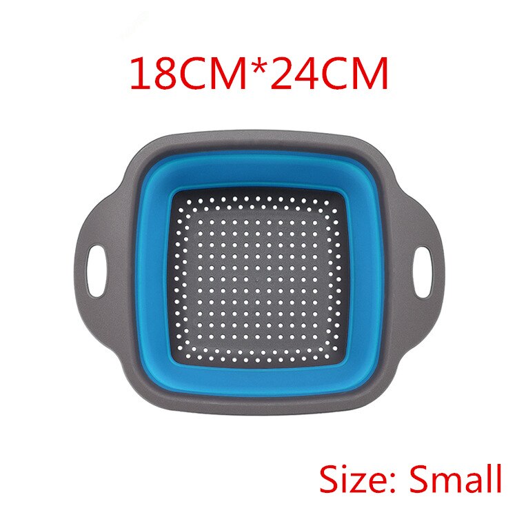 Keuken Accessoires Gereedschap Opvouwbare Fruit Groente Wasmand Zeef Draagbare Vergiet Inklapbare Afdruiprek Keuken Gadgets: Small-blue