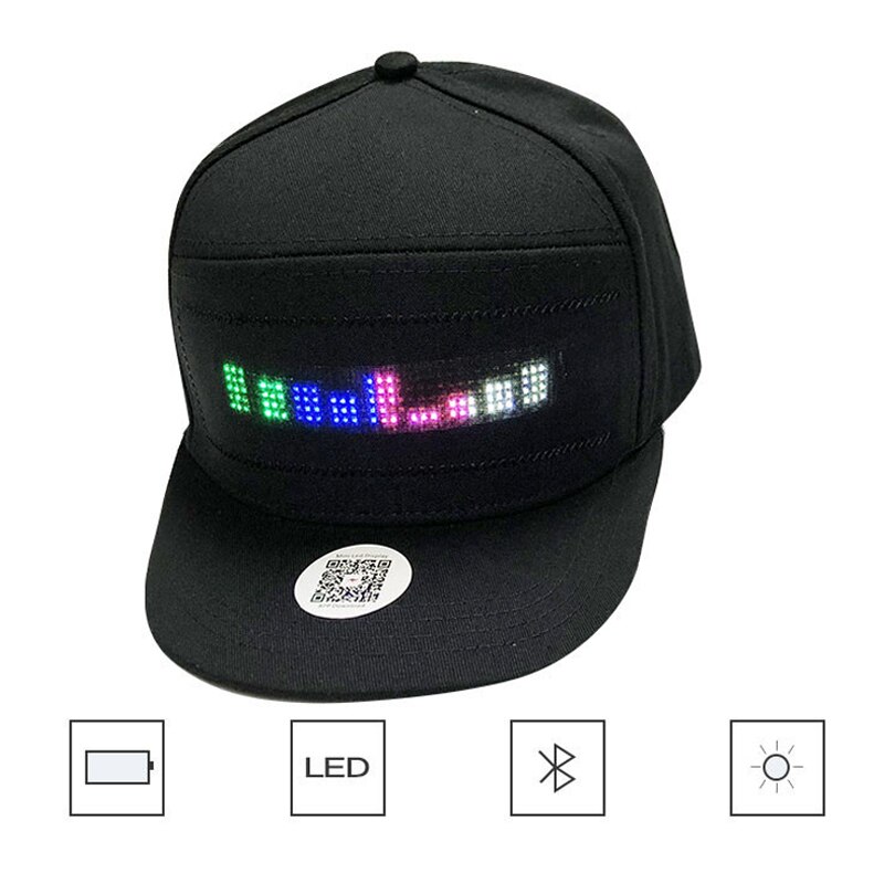 Sombrero LED que brilla con aplicación para teléfono móvil, se desplaza de forma inalámbrica, Bluetooth, pantalla Flexible, gorra LED, pantalla de mensajes