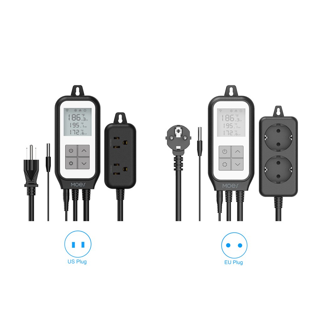 WIFI Smart Socket with Temperature Sensor Thermostat Controller Coolant Heat Relay Switch Tuya Smartlife Plants Aquarium Pool